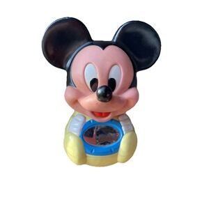 Disney Vintage Baby Mickey Mouse Roly Poly Yellow Baby Toy